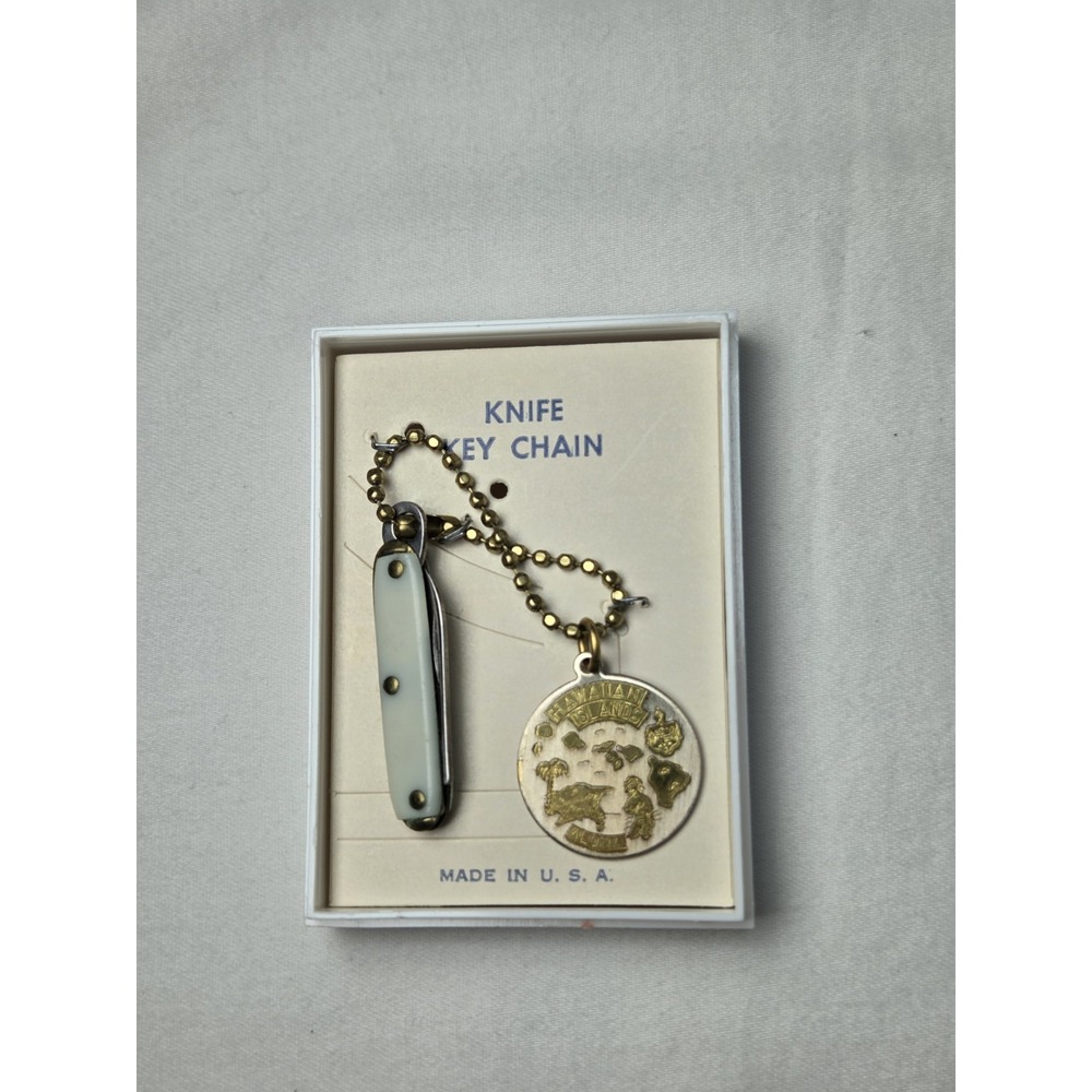 Vintage Hawaiian Islands Aloha Knife Key Chain Souvenir Made in U.S.A. Hawaii - Picture 2 of 3